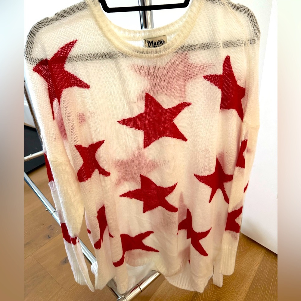 Show Me Your Mumu Women's Red Star Sweater